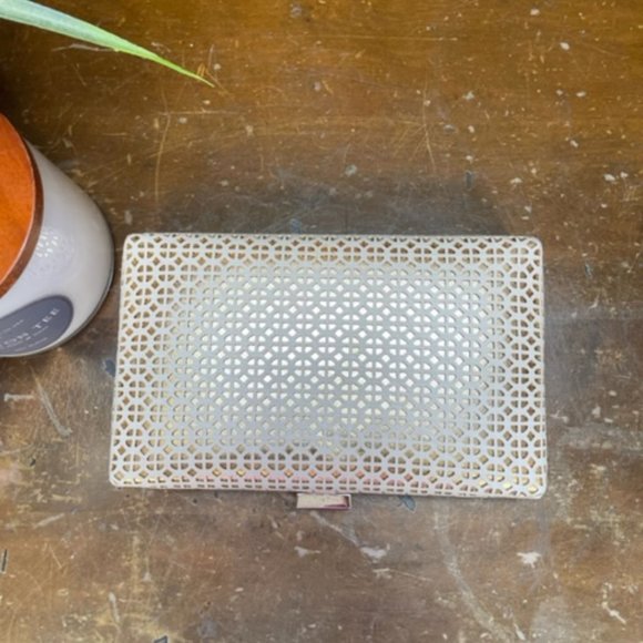 MMS Gold Clutch Purse with Strap - Picture 5 of 8